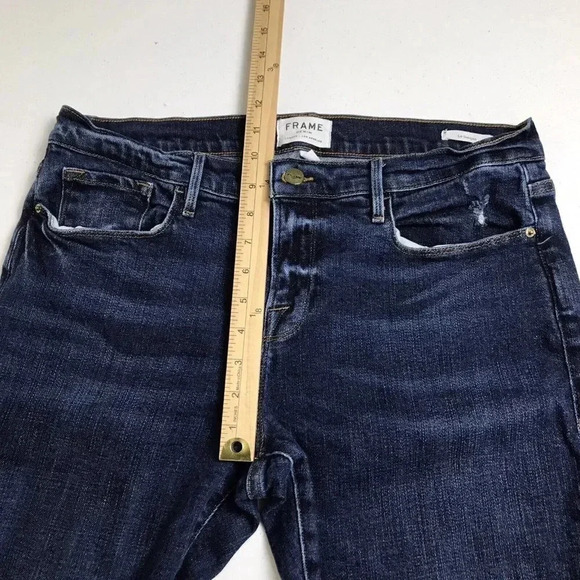 FRAME Le Garcon Size 31 Ankle Slim Boyfriend Jeans Mid Rise Distressed Crop - Picture 10 of 16